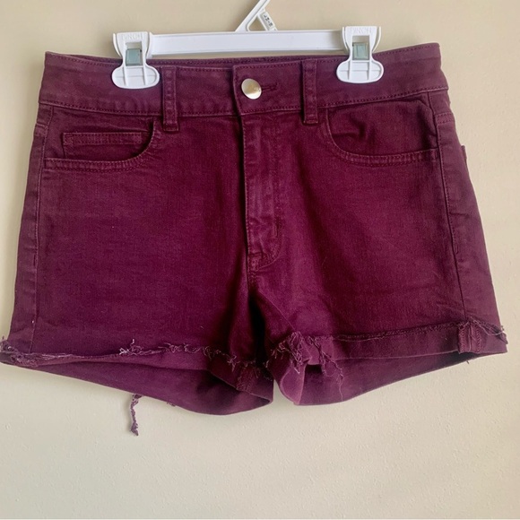 American Eagle Outfitters AE Burgundy High Rise Shortie Women's Shorts Size 6 - Picture 5 of 8